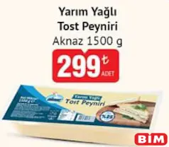 AKNAZ YARIM YAĞLI TOST PEYNİRİ 1500 G indirimli fiyat AKNAZ YARIM YAĞLI TOST PEYNİRİ 1500 G fiyat ve kampanya bilgisi
